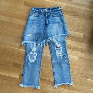 Moussy Distressed Double Skirt Jeans W25